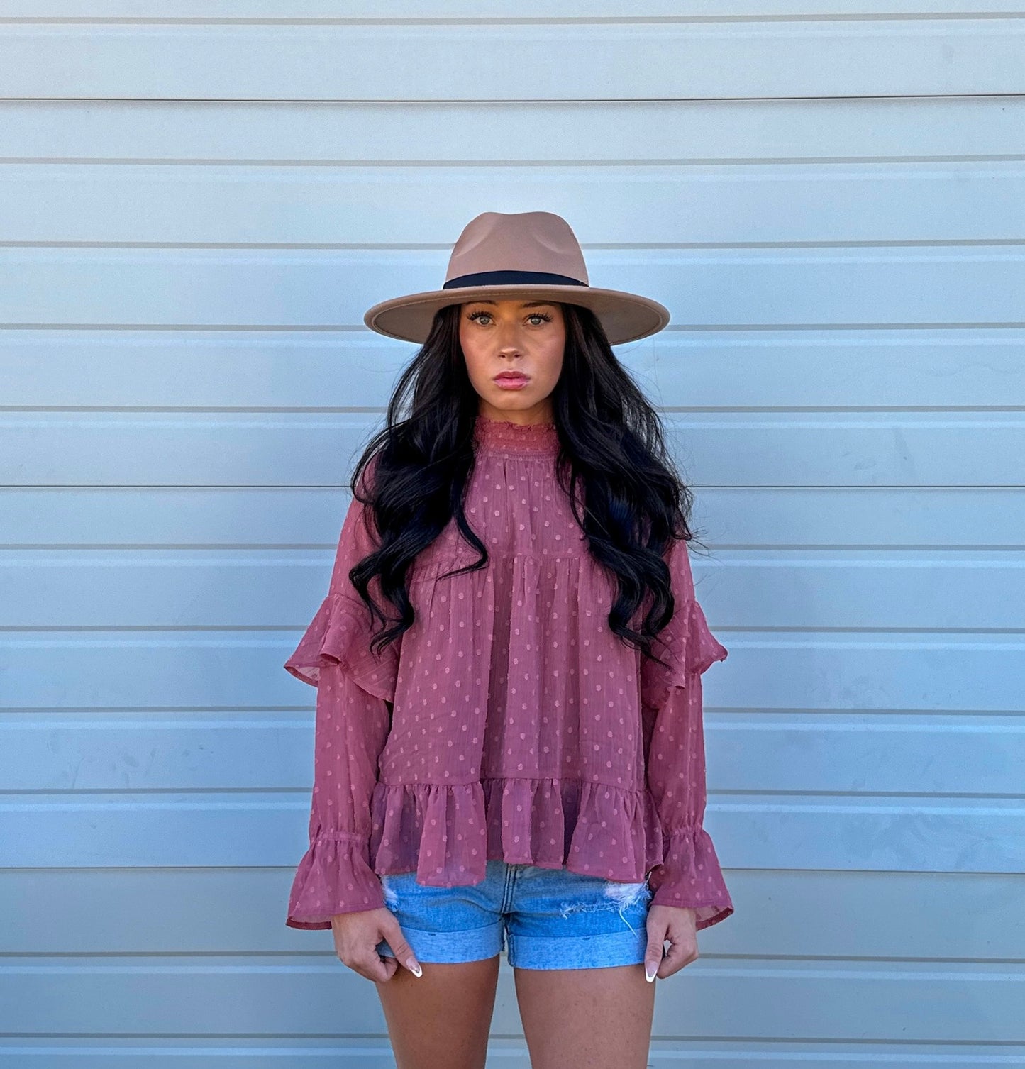 Red Swiss Ruffled Blouse