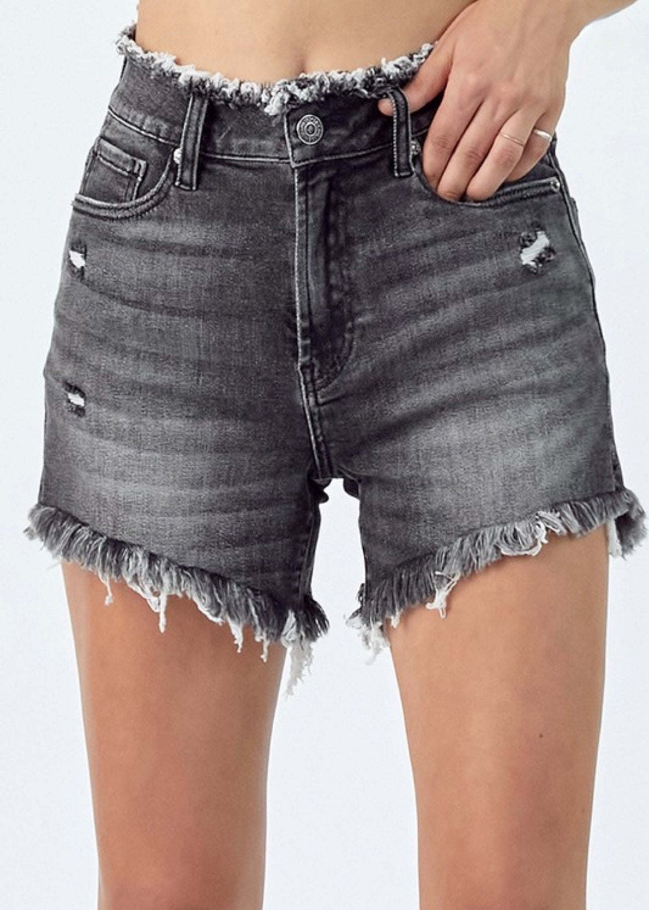 Risen Frayed High Rise Shorts