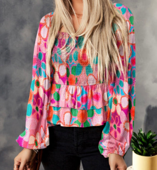 Multicolor Ruffle Blouse