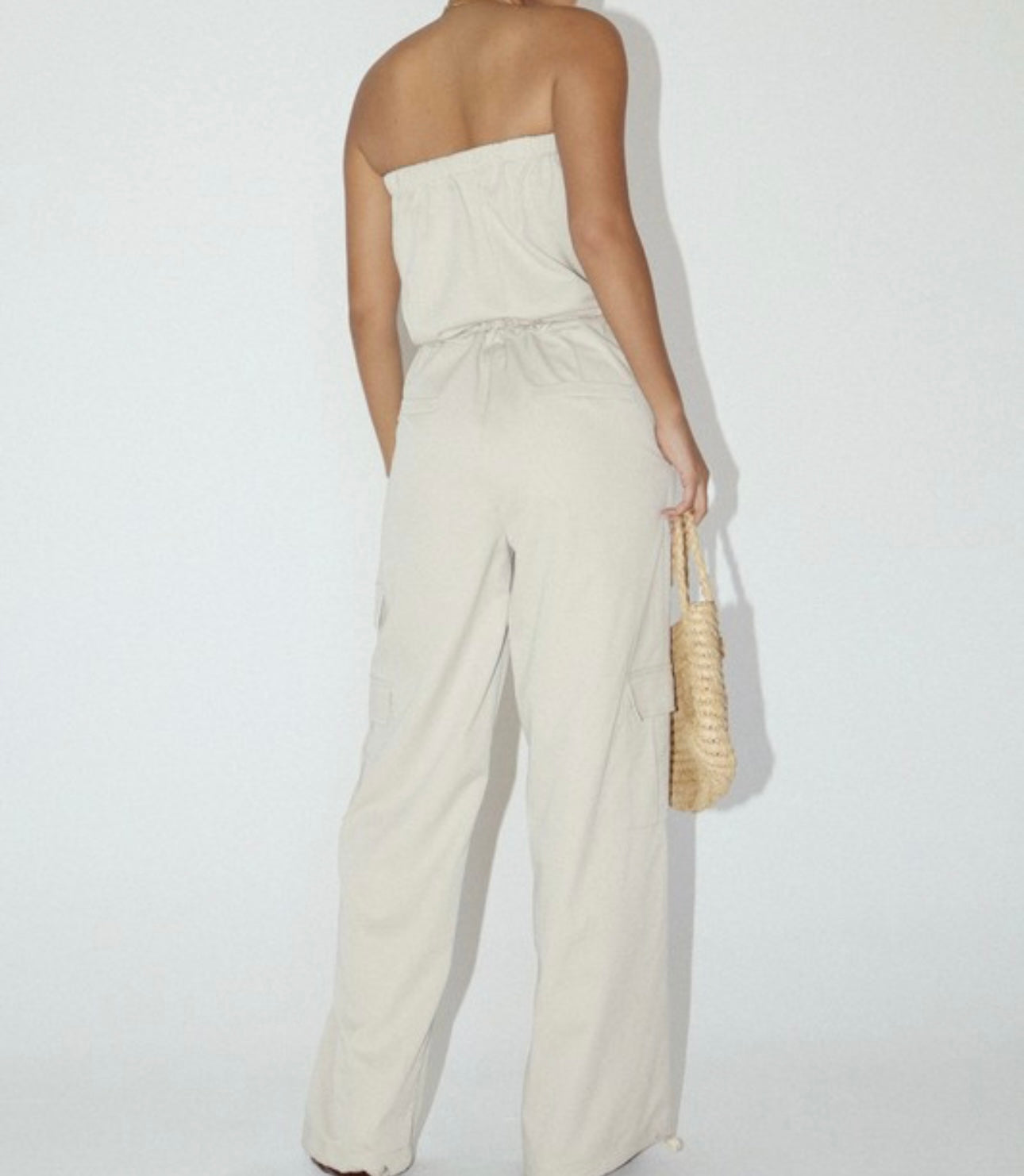 Tube Top Cargo Jumpsuit