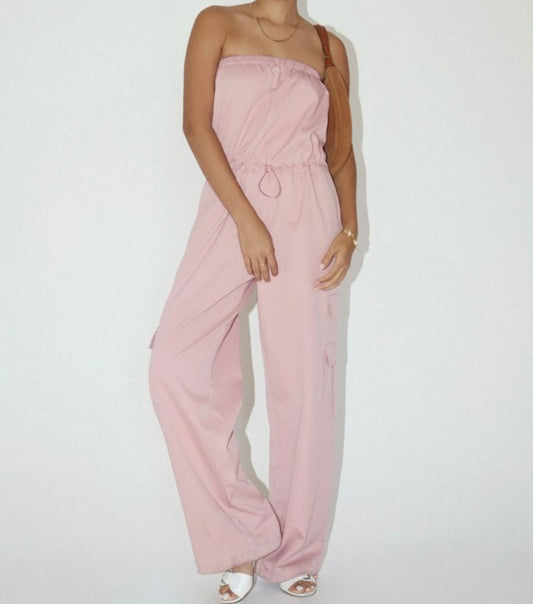 Tube Top Cargo Jumpsuit