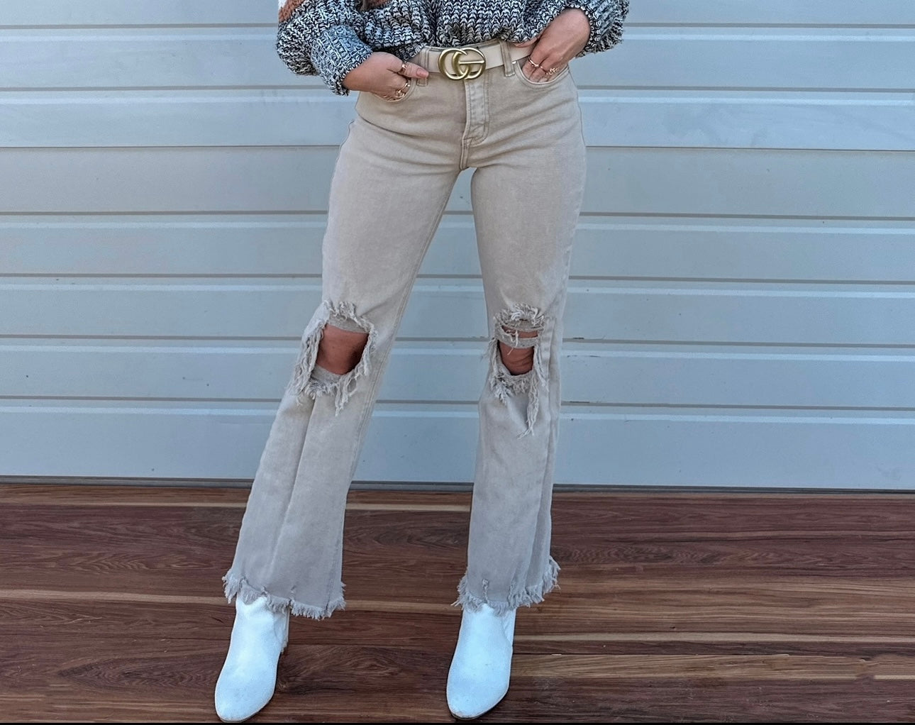 Risen Sand Jeans