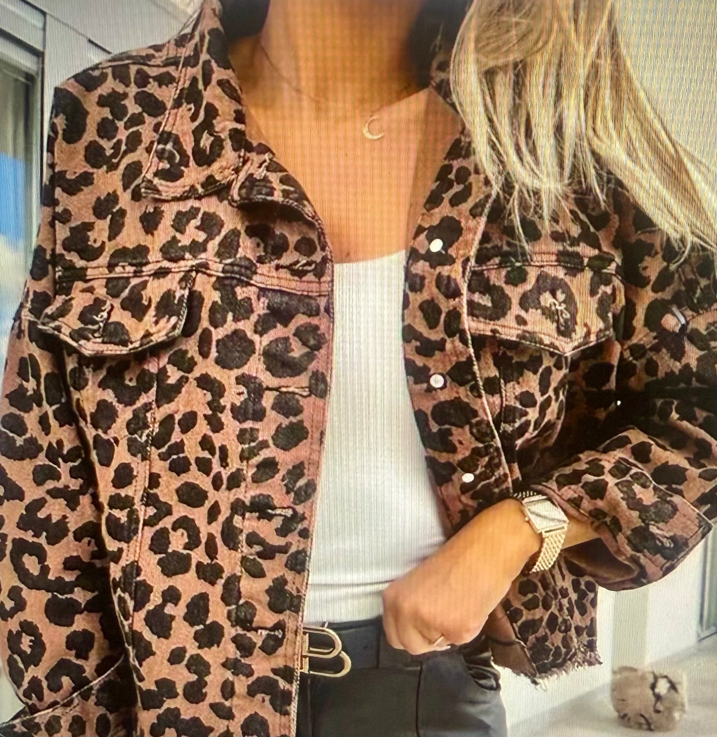 Leopard Print Denim Jacket